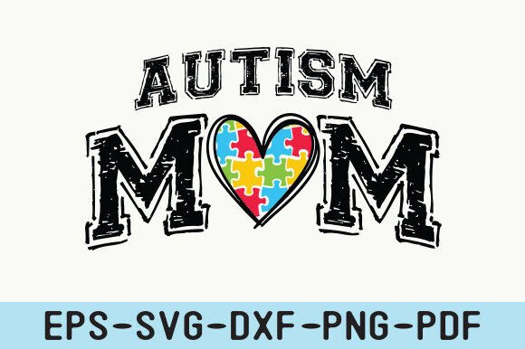 Autism Mom Varsity Heart SVG