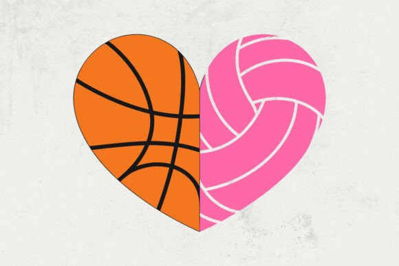 Basketball SVG, Volleyball Heart SVG