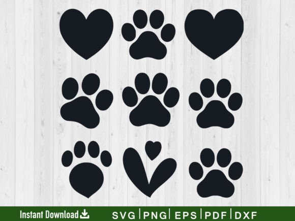 Heart Paw SVG Bundle: Animal Paw SVG