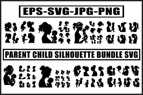 Pregnant Mom Baby Silhouettes Set
